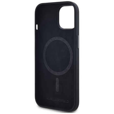 Karl Lagerfeld Silicone Shadow Metal Initial MagSafe - Etui do iPhone 15 (czarny)