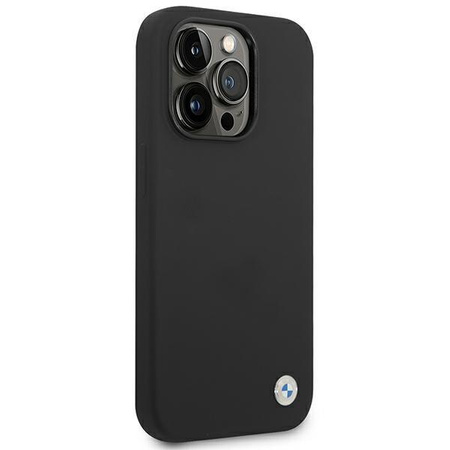 BMW Liquid Silicone Case Metal Logo - Coque pour iPhone 14 Pro Max (Noir)