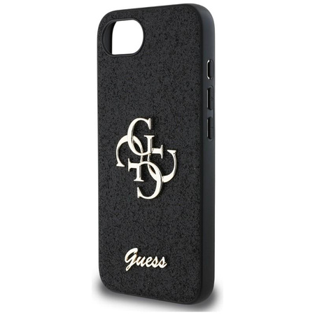 Guess Fixed Glitter Big 4G - pouzdro pro iPhone 16e (černé)