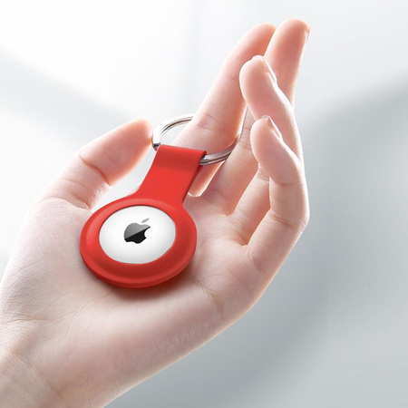 Silikonové pouzdro Crong s klíčenkou – Ochranné pouzdro s klíčenkou pro Apple AirTag 1/2 (červené)