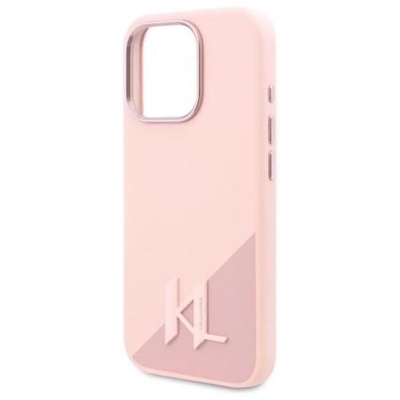 Karl Lagerfeld Silikon Schatten Metall Initial MagSafe - iPhone 16 Pro Fall (rosa)