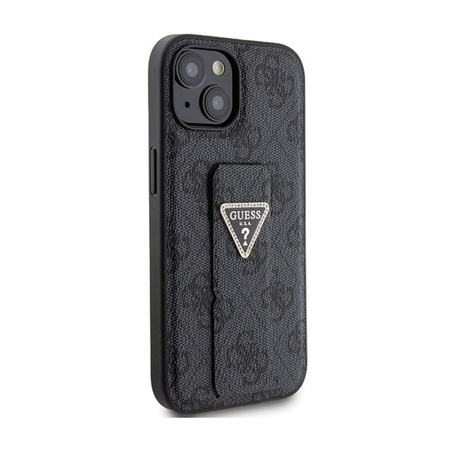 Guess Grip Stand 4G Triangle Strass Logo - pouzdro pro iPhone 15 (černé)