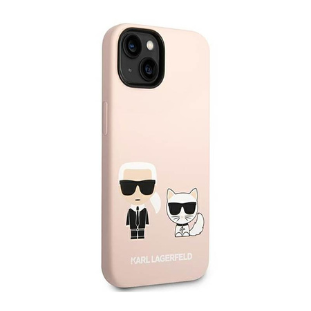 Karl Lagerfeld Flüssigsilikon Karl & Choupette MagSafe - Hülle für iPhone 14 Plus (Pink)