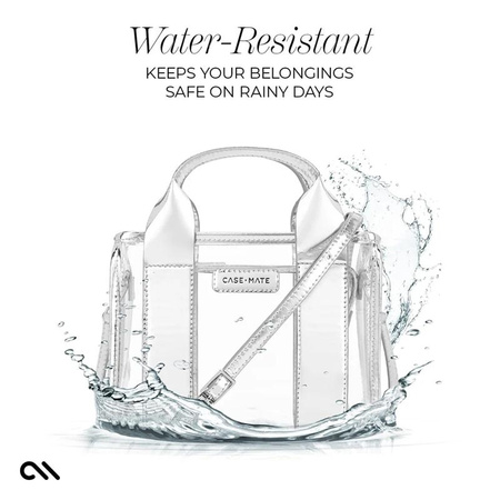 Case-Mate Micro Tote Bag - Sac à bandoulière étanche (Silver Chrome/Clear)