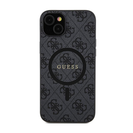 Guess 4G Collection bőr fém logós MagSafe - iPhone 15 / 14 / 13 tok (fekete)