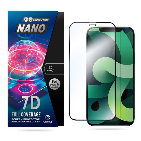 Crong 7D Nano Flexible Glass - nerozbitné 9H hybridní sklo pro celou obrazovku iPhonu 12 Pro Max