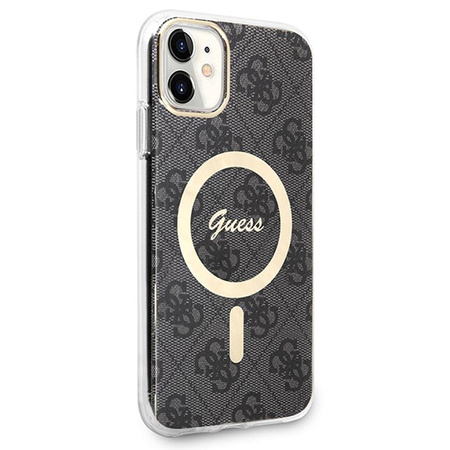 Guess Bundle Pack MagSafe 4G - MagSafe iPhone 11 case + charger set (black/gold)