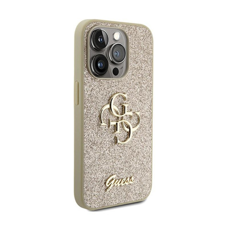 Pouzdro Guess Glitter Script Big 4G - iPhone 15 Pro Max (zlaté)