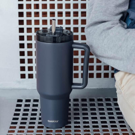 Quokka Stream - Mug thermique 1200 ml en acier inoxydable avec paille (Graphite)
