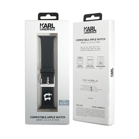 Karl Lagerfeld 3D Rubber Choupette Head NFT - Bracelet pour Apple Watch 38/40/41 mm (noir)