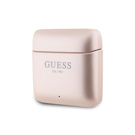 Guess nyomtatott logó - TWS Bluetooth fejhallgató + töltőtáska (rózsaszín)