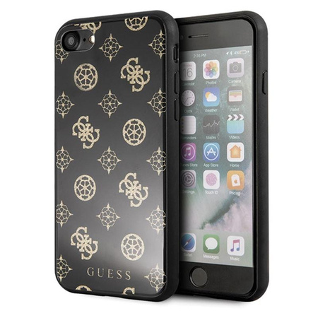 Guess Double Layer Glitter Case Peony G - pouzdro pro iPhone SE 2020 / 8 / 7 (černé)