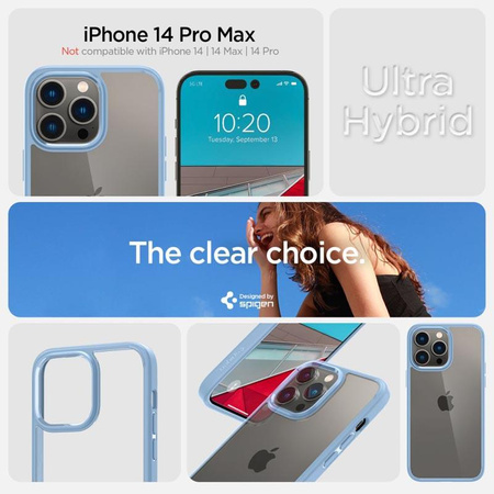 Spigen Ultra Hybrid - Coque pour iPhone 14 Pro Max (Bleu)