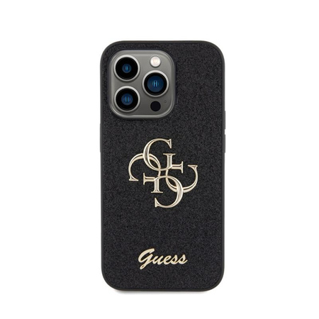 Guess Glitter Script Big 4G - Hülle für iPhone 15 Pro (schwarz)