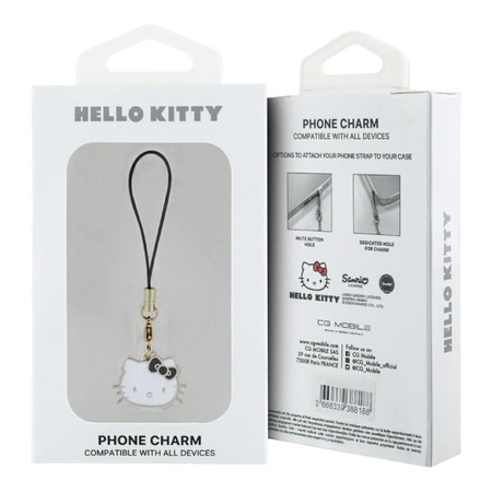 Hello Kitty Phone Strap Charm Kitty Head - Telefon medál (fekete)