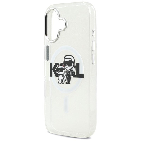 Karl Lagerfeld IML Glitter Karl & Choupette Sketch Logo MagSafe - Case for iPhone 17 (transparent)