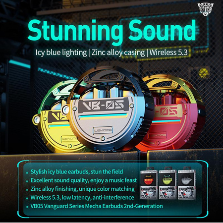 WEKOME VB05 Vanguard Series - bezdrátová sluchátka Bluetooth V5.3 TWS s nabíjecím pouzdrem (červená)