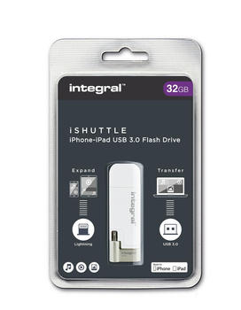 Integrální iShuttle - paměťová karta s kapacitou 32 GB a certifikací MFi pro konektory USB a Lightning
