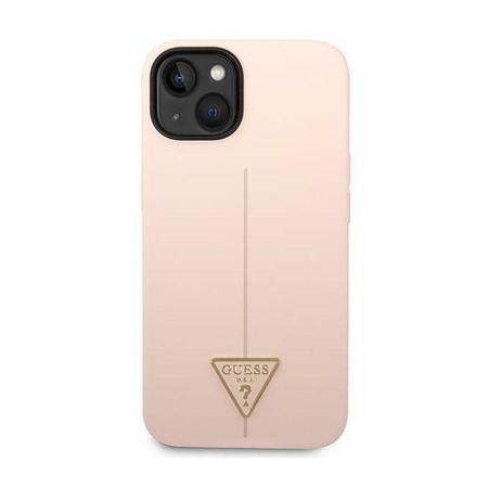 Silikonové pouzdro Guess s trojúhelníkovým logem - iPhone 14 Plus (růžové)