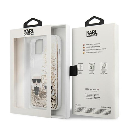 Karl Lagerfeld Liquid Glitter Karl & Choupette - iPhone 13 Mini Case (Gold)