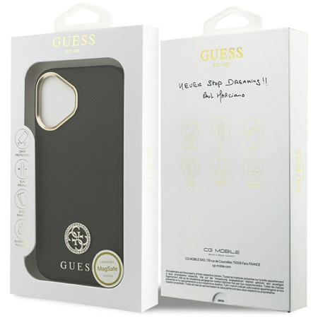 Guess Grained Strass Logo MagSafe - Case iPhone 17 (black)