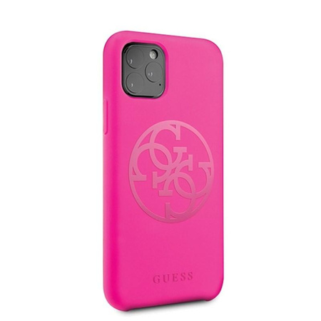 Guess Slilicon 4G Logo ton sur ton - Coque iPhone 11 Pro (Fuchsia)