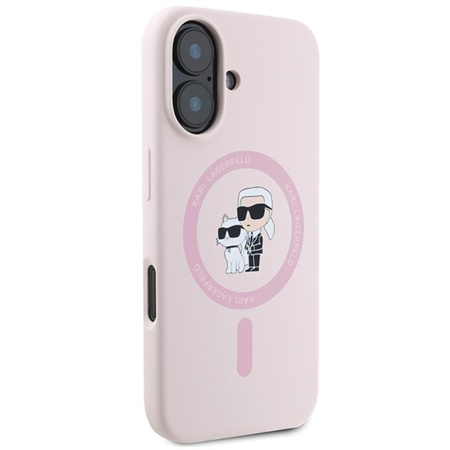 Karl Lagerfeld Silikon Karl & Choupette Ring MagSafe - iPhone 16 Plus Hülle (rosa)
