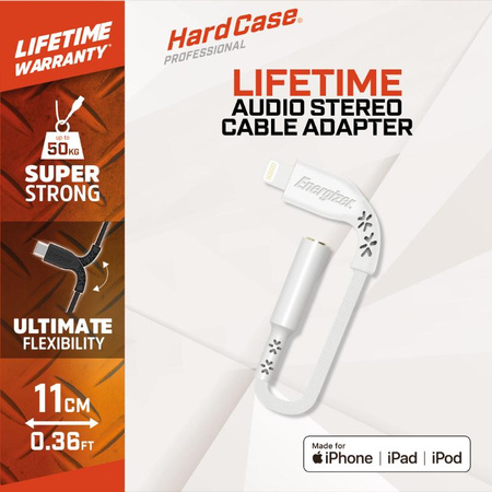 Energizer HardCase - Lightning to 3.5 mm jack audio adapter MFi certified 11 cm EU (White) lifetime warranty
