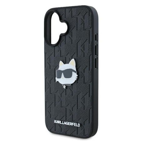 Karl Lagerfeld Monogram Choupette Head Pin - pouzdro na iPhone 16 (černé)