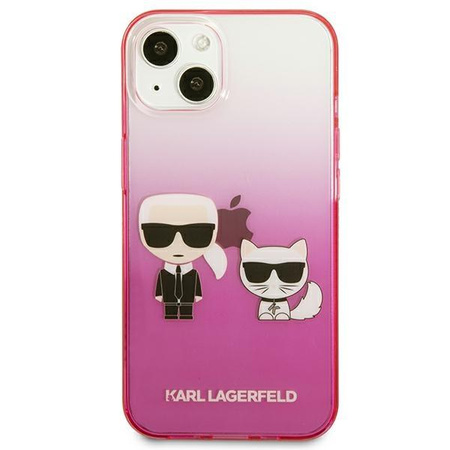 Karl Lagerfeld Farbverlauf Ikonik Karl & Choupette - iPhone 13 Tasche (rosa)