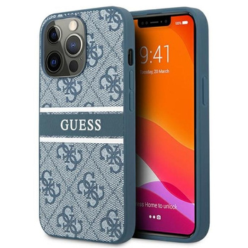 Guess 4G Printed Stripe - Coque pour iPhone 13 Pro Max (bleu)