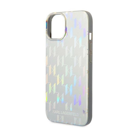 Karl Lagerfeld Monogram Iridescent - pouzdro pro iPhone 14 Plus (stříbrné)