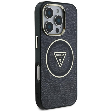 Guess IML Metal Glitter 4G Circle Triangle MagSafe - Case for iPhone 16 Pro (black)