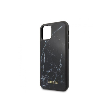 Guess Marble Tempered Glass Hardcase - Etui iPhone 11 (czarny)