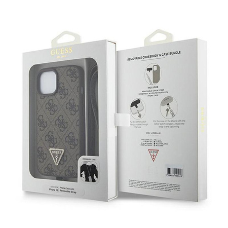 Guess Crossbody 4G Metall-Logo - iPhone 15 Tasche (braun)