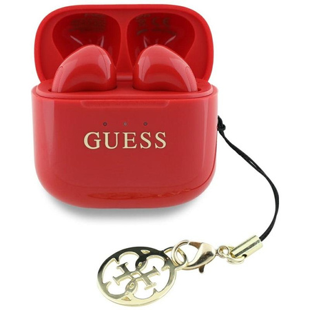 Guess Glossy Effect Printed Classic Logo & Charm - TWS Casque Bluetooth + étui de chargement (rouge)