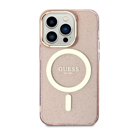 Guess Glitter Gold MagSafe - iPhone 14 Pro tok (rózsaszín)