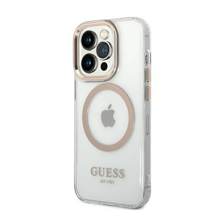 Guess Metal Outline Magsafe - iPhone 14 Pro Case (Transparent / Gold)