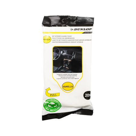 Dunlop - Wet wipes for cleaning car interior 20 pcs. (vanilla)