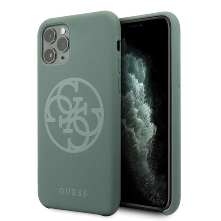 Guess Silicone 4G Tone to Tone - Coque iPhone 11 Pro Max (kaki)