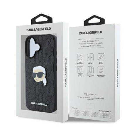 Karl Lagerfeld Monogram Karl Head Pin - Hülle für iPhone 16 (schwarz)
