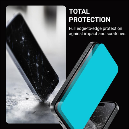 Crong Anti-Bacterial 3D Armour Glass - 9H Full Glue tvrzené sklo pro iPhone 16 Plus / iPhone 15 Plus + instalační rámeček