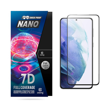 Crong 7D Nano Flexible Glass - Bruchsicheres 9H Hybridglas für den gesamten Bildschirm des Samsung Galaxy S21+