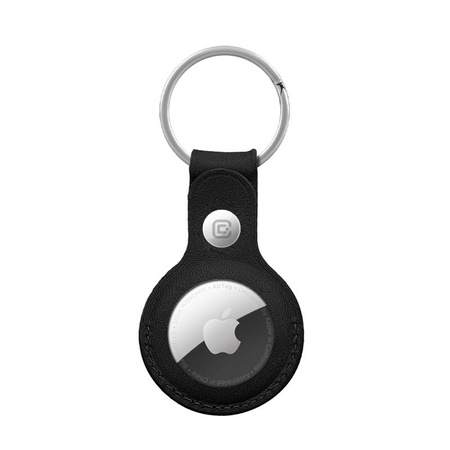 Crong Leather Case with Key Ring - Leather key ring for Apple AirTag (black)