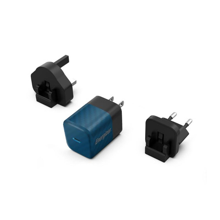 Energizer Ultimate - Multiplug EU / UK / US GaN USB-C 20W PD Reiseladegerät (Blau)