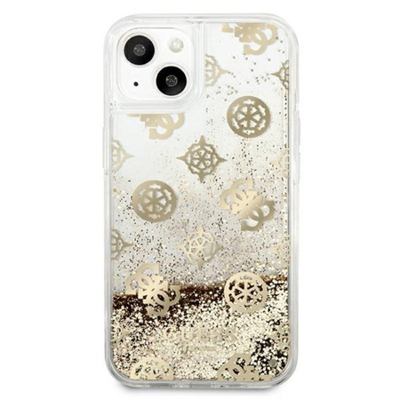 Guess Peony Liquid Glitter - iPhone 13 tok (arany)