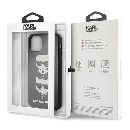 Karl Lagerfeld dombornyomott tok Karl & Choupette - iPhone 11 tok (fekete)
