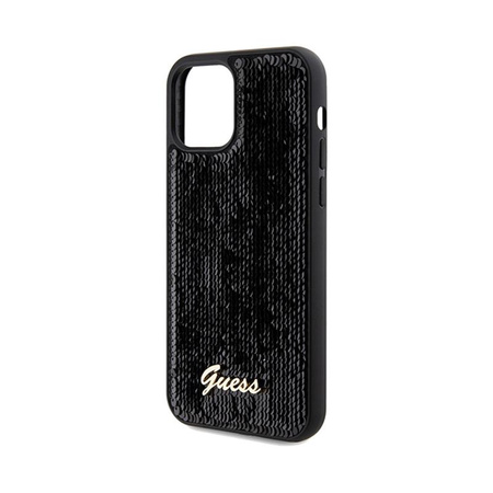 Guess Sequin Script Metal - Coque iPhone 12 / iPhone 12 Pro (noir)