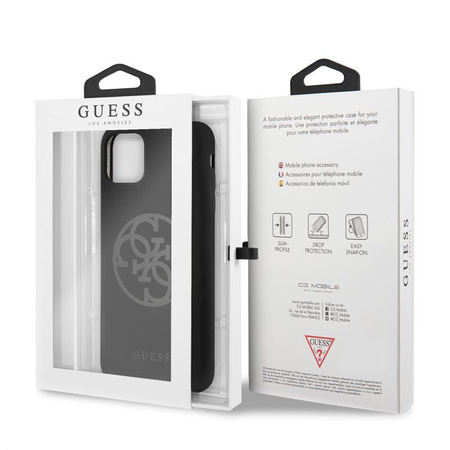 Guess Silicone 4G Tone to Tone - Coque iPhone 11 Pro Max (Noir)