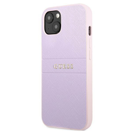 Guess Saffiano Hot Stamp & Metal Logo - étui pour iPhone 13 mini (lilas)